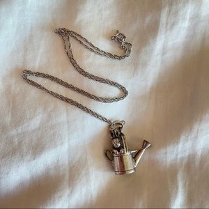 {Vintage} Sterling Bunny Watering Can Necklace